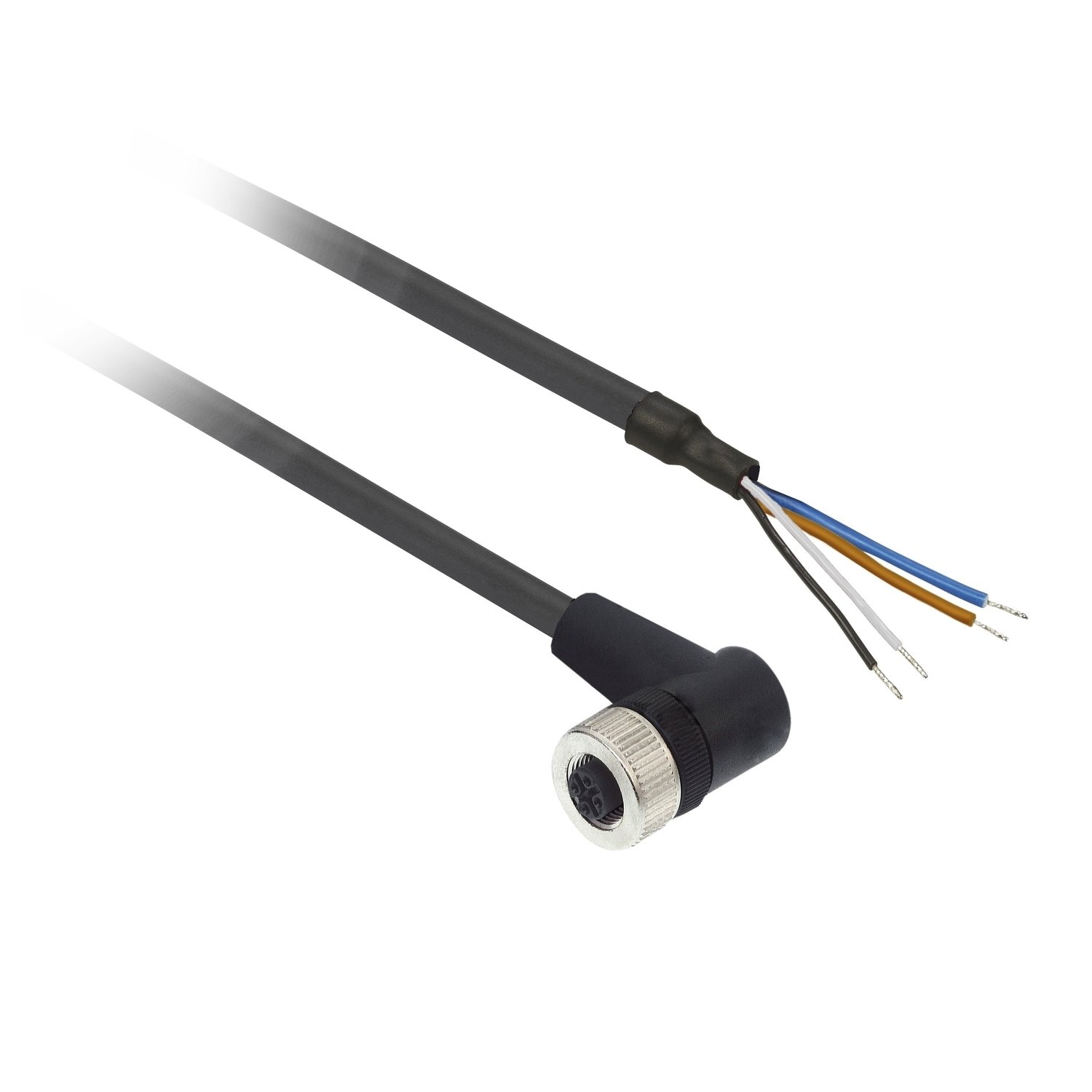 Telemecanique – XZCP1241L2 Kablolu Konnektör Dirsekli Dişi M12 4Pim Pur 2M