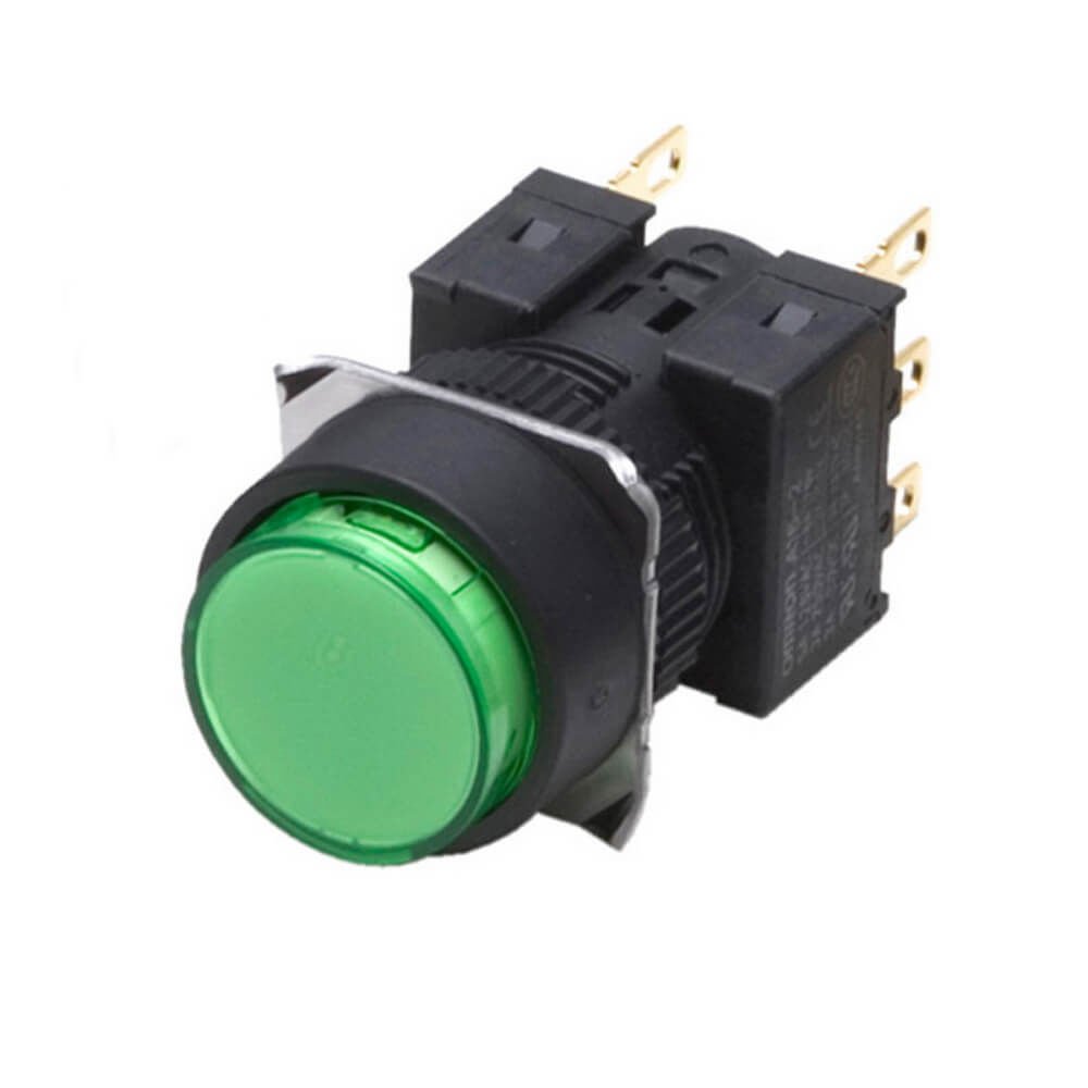 Omron – A16L-TGM-24D-1 Silindirik (16 mm Çap), Yuvarlak Projeksiyon Tipi, LED, Yeşil