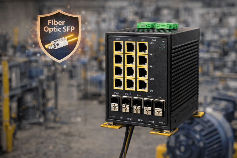 Fiber Optik SFP Destekli Endüstriyel Ethernet Switch